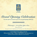Fadó Irish Pub & Restaurant invites you to the Grand Opening Celebration