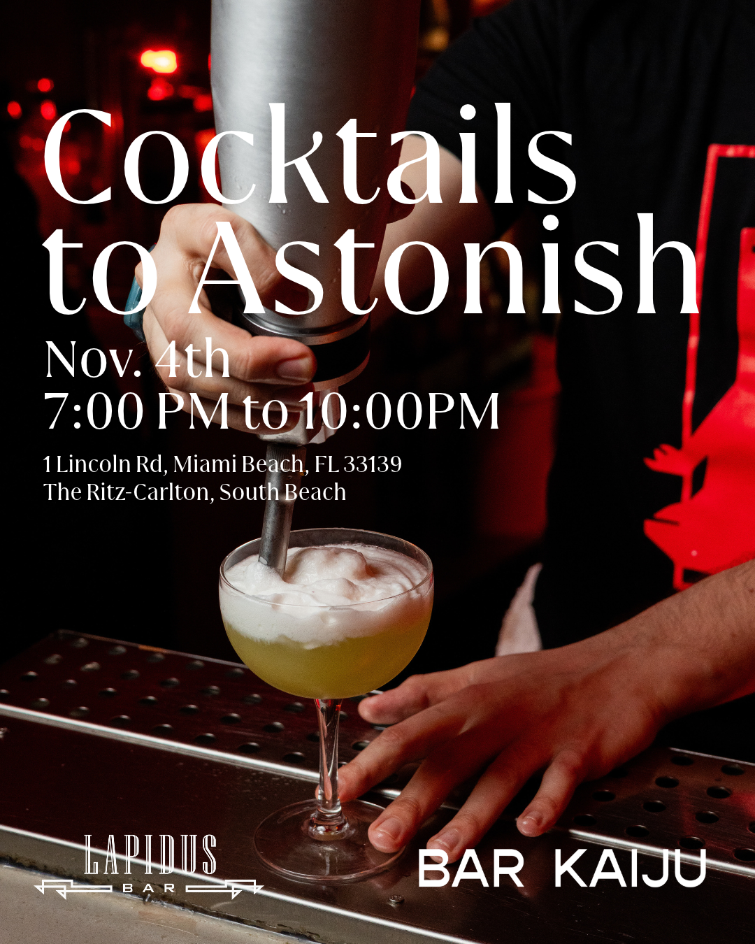 Cocktails to Astonish — Bar Kaiju x Lapidus Bar, Nov. 4