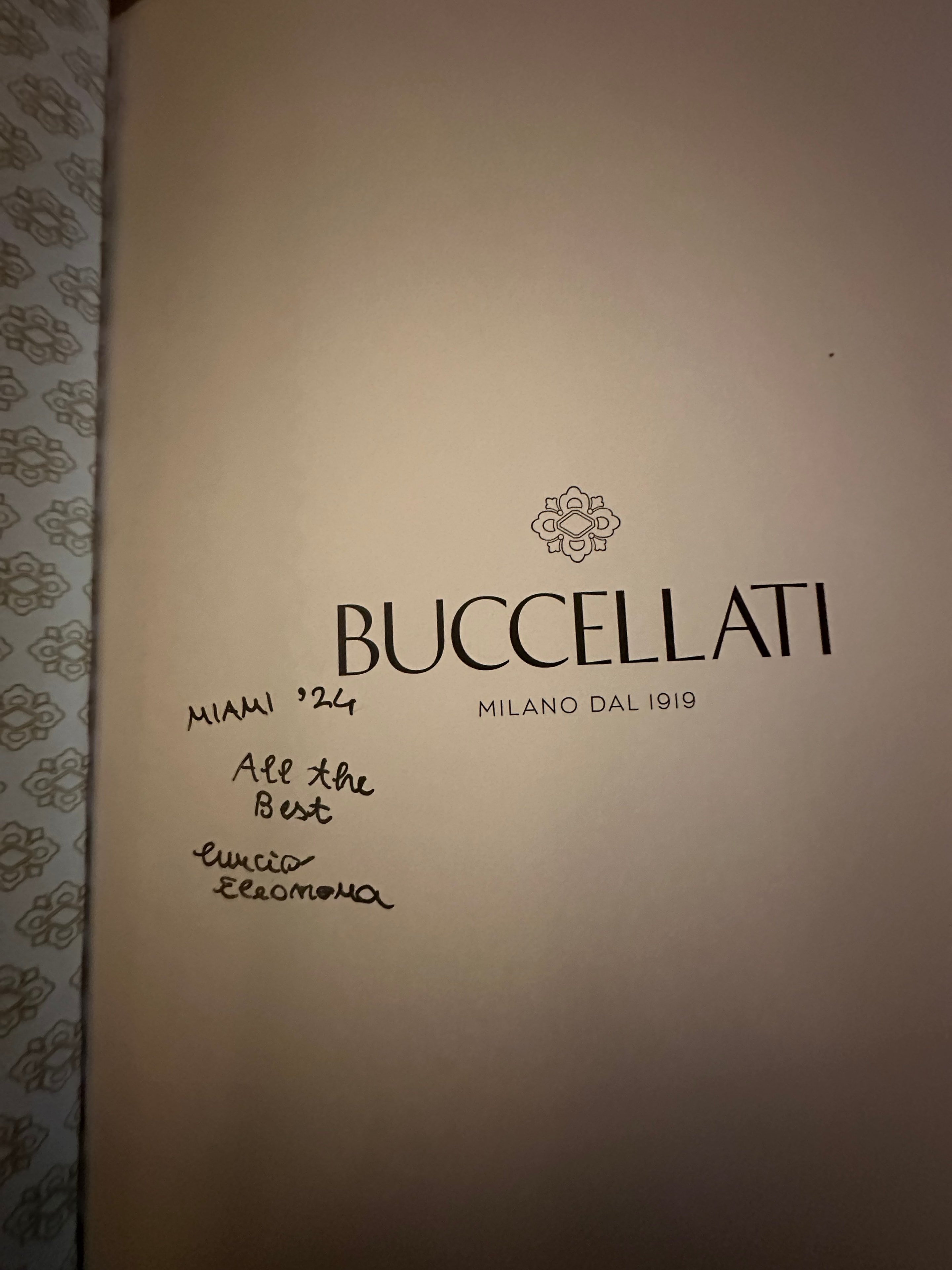Buccellati Milano Dal 1919 brand book signed by Lucrezia Buccellati — Miami 2024