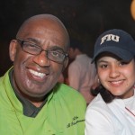 NBC weatherman and Chef Al Roker and FIU School of Hospitality student Pamela Buque at the at the Bubble Q.