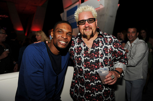 Guy Fieri with Chris Bosh at the 2011 South Beach Wine and Food Festival Photo credit: SOBE Wine and Food Festival