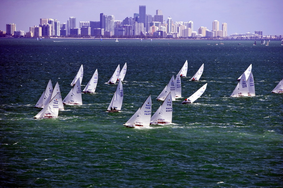  Star action on Biscayne Bay during the 2010 Bacardi Miami Sailing Week.  photo credit Cory Silken