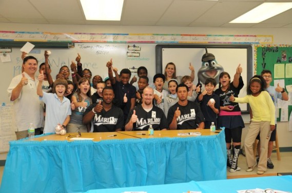 Marlins Players, Coaches and Broadcasters visited Select Classrooms in South Florida 