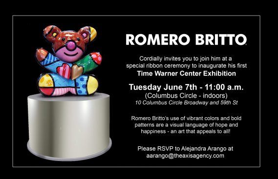 Romero Britto Time Warner Center NYC Monumental Sculpture Ribbon Cutting - June 7th, 11 a.m.