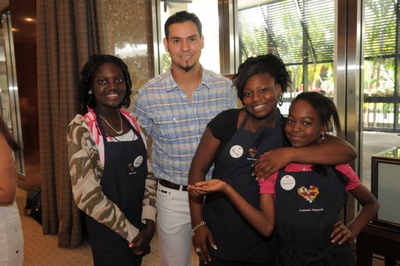 Florida Marlins Pitcher Anibal Sanchez, Common Threads Children Shamara Zerphir, Anise Doudou, Melissa Dubisson