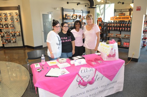 Lainie Schultz, Survivor Chair, Alessandra Gutierrez, Fundraising Chair, Phyllis Pittman, Manager, and Carol Johnson-Greff, Logistics Chair from Making Strides Against Breast Cancer- Broward Unit