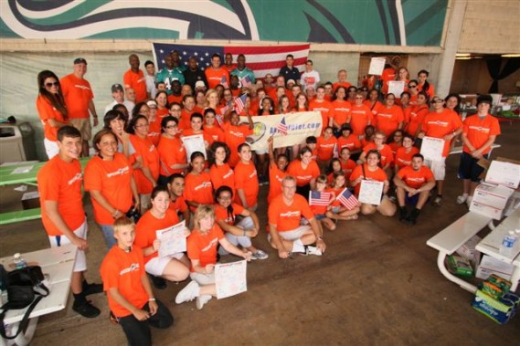 Miami Dolphins Special Teams Program Participate in National Day of Service on 9-11 at Sun Life Stadium Group Shot - lr
