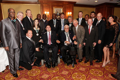  (L-R) Honorees, award winners, and guests pose at the 26th Annual Great Sports Legends Dinner to benefit the Buoniconti Fund To Cure Paralysis at The Waldorf=Astoria on September 26, 2011 in New York City.  (Photo by Thos Robinson/Getty Images for The Buoniconti Fund) *** Local Caption *** Clark Gillies; Jerry Rice; Nancy Kerrigan; Andre Dawson; Marc Buoniconti; Harry Carson; Ernie Els; Don Shula; John Force; Nick Buoniconti; Chris Mullin