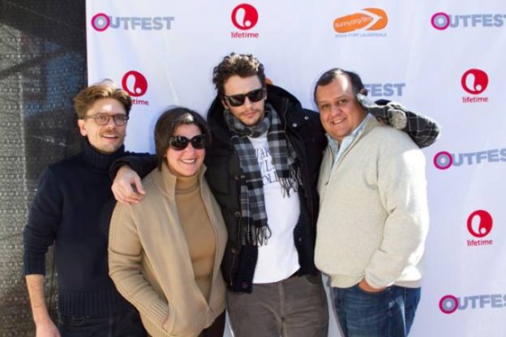 Greater Fort Lauderdale Partners with Outfest and Lifetime Television Channel at the 2013 Sundance Film Festival.  Pictured from right to left: HBO Latin America Vice President Miguel Oliva, Actor James Franco and Film Commissioner of the Greater Fort Lauderdale/Broward Office of Film & Entertainment Noelle Stevenson.  