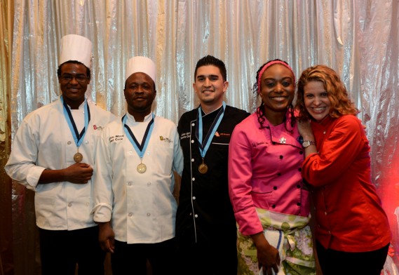 Arielle Weekes, ARC Broward Culinary Institute Student Chef of the Year; Calvin Wood, Chef Andres Marin, Chef Shermika Lyons and Chef Michelle Bernstein