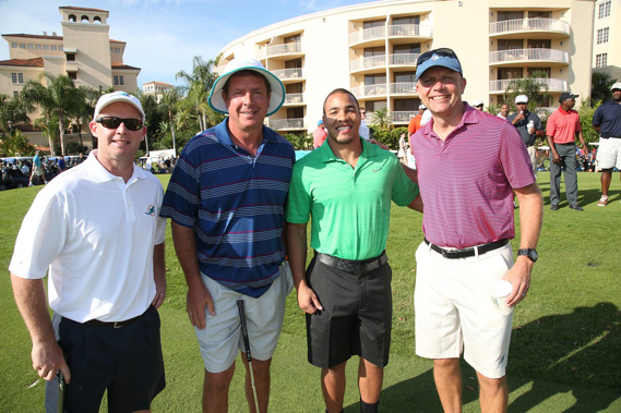 Jeff Ireland, Dan Marino, Jimmy Wilson and Mike Dee at Fins Weekend Golf Tournament at Turnberry Isle