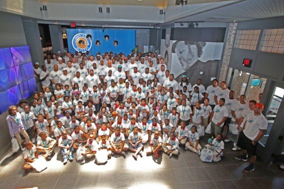 Miami Dolphins and students from Orchard Villa Elementary and Kelsey L. Pharr Elementary at Dave and Busters in Hollywood