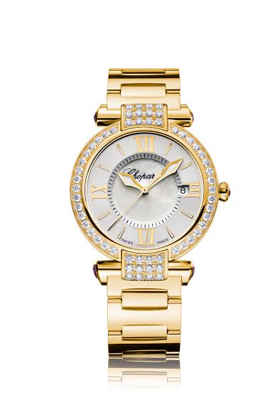 Chopard Imperiale watch with mother of pearl dial and diamond bezel on a gold bracelet (Retail value: $44,190)