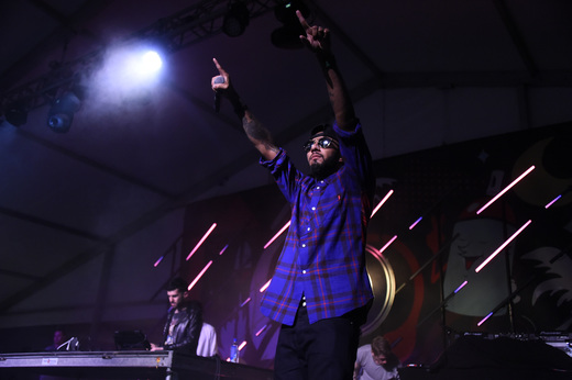  Hip-hop artist Swizz Beatz performs onstage at The Dean Collection X BACARDI Untameable House Party on December 4, 2015 in Miami, Florida. 