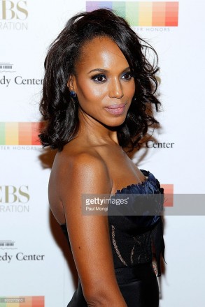 Kerry Washington wore Bavna sapphire and diamond earrings and Sethi Couture black diamond ring to the 38th Annual Kennedy Center Honors Gala at the Kennedy Center for the Performing Arts on December 6, 2015 in Washington, DC.