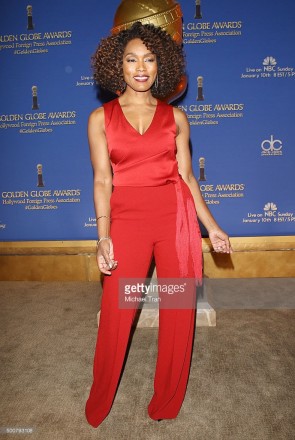 Angela Bassett wore Casa Reale diamond hoop earrings and Le Vian diamond bangles and diamond ring to the 73rd Annual Golden Globe Awards Nominations Announcement at The Beverly Hilton Hotel on December 10, 2015 in Beverly Hills, California.