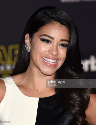 Gina Rodriguez wore Butani diamond ear climbers, Casa Reale diamond ring and Le Vian diamond ring to the premiere of Walt Disney Pictures and Lucasfilm's "Star Wars: The Force Awakens" on December 14, 2015 in Hollywood, California. 