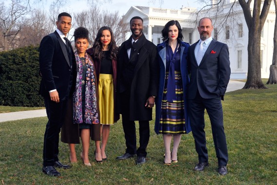 WASHINGTON, DC - FEBRUARY 22:  (L-R) Stars Alano Miller, Amirah Vann, Jurnee Smollett-Bell, Aldis Hodge, Jessica de Gouw and Chris Meloni appear at a screening and panel discussion of WGN America's "Underground" at The White House on February 22, 2016 in Washington, DC.  (Photo by Larry French/Getty Images for WGN America) *** Local Caption *** Alano Miller; Amirah Vann; Jurnee Smollett-Bell; Aldis Hodge; Jessica de Gouw; Chris Meloni