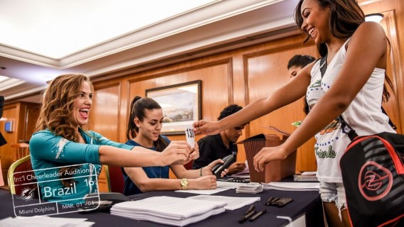 The Miami Dolphins today hosted their first international cheerleader auditions in Rio de Janeiro. Nearly 200 ladies registered for the auditions.