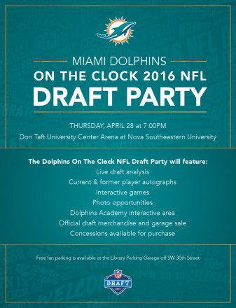 Miami Dolphins On The Clock 2016 NFL Draft Party Flyer