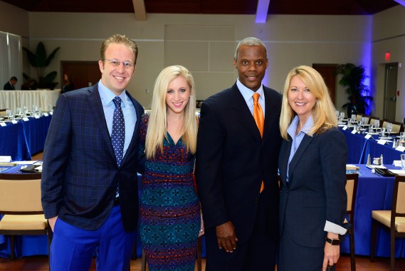  Zach Hoffman, Founder and CEO at Exults; Marlee Popluder, Executive Clothier at Tom James Company; J.C. Watts, former U.S. Congressman; and Nancy Botero, Vice President of Advancement and Executive Director of the Broward College Foundation