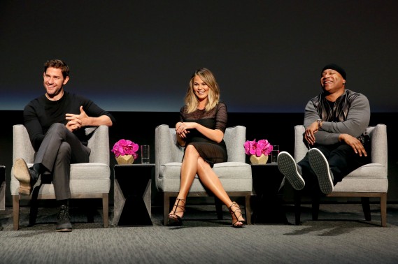 NORTH HOLLYWOOD, CA - JUNE 14:  (L-R) Producer John Krasinski, Host Commentator Chrissy Teigen, and Host LL Cool J speak onstage during the FYC Event - Spike's 'Lip Sync Battle' at Saban Media Center on June 14, 2016 in North Hollywood, California.  (Photo by Rachel Murray/Getty Images for Spike) *** Local Caption *** LL Cool J; James Todd Smith; Chrissy Teigen; John Krasinski