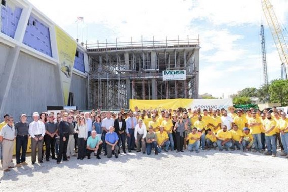 Palm Beach County and West Palm Beach elected officials, community members, Brightline employees and more than 100 construction workers celebrated the topping out of the Brightline West Palm Beach station today.