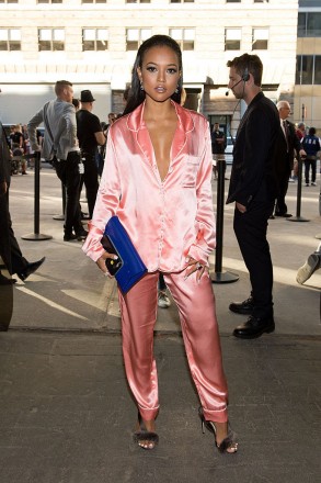 NEW YORK, NY - SEPTEMBER 12:  Karrueche Tran poses during New York Fashion Week: The Shows at Skylight at Moynihan Station on September 12, 2016 in New York City.  (Photo by D Dipasupil/Getty Images)