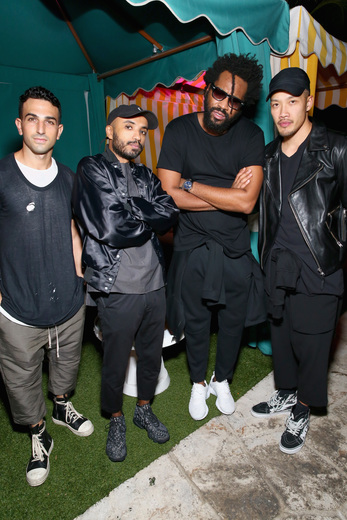 (L-R) AE Collective CMO Erik Yehezkel, DJ Ibe Soliman, designer Maxwell Osborne and designer Dao-Yi Chow attend the DuJour Media, Gilt & JetSmarter party to kick off Art Basel at The Confidante on November 30, 2016 in Miami Beach, Florida. (Photo by Astrid Stawiarz/Getty Images for DuJour)