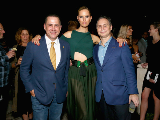 (L-R) Mayor of Miami Beach Philip Levine, model Karolina Kurkova, and Jason Binn attend the DuJour Media, Gilt & JetSmarter party to kick off Art Basel at The Confidante on November 30, 2016 in Miami Beach, Florida. (Photo by Astrid Stawiarz/Getty Images for DuJour)