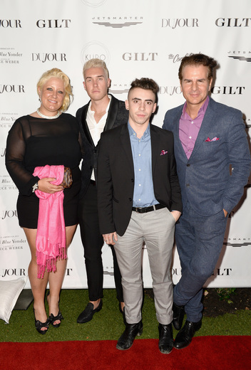 (L-R) Denise Fraile,Christopher Bancroft Mandly, Brookes Kossover and Vincent DePaul attend the DuJour Media, Gilt & JetSmarter party to kick off Art Basel at The Confidante on November 30, 2016 in Miami Beach, Florida. (Photo by Gustavo Caballero/Getty Images for DuJour)