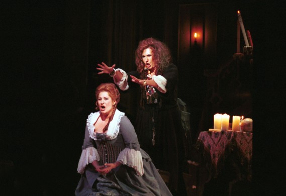 Miami Dade County; Florida Grand Opera winds up this season with the opera, A Masked Ball by VERDI, Singing key roles are (L) Claire Rutter as ,AMELIA and  Patrizia Palelmo as  ULRICA the sorceress. The opera opens 4/30/05. Please credit Photo by John Pineda 4/27/05