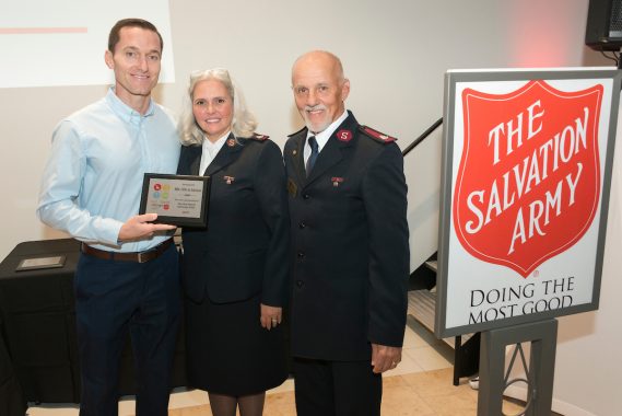 Michael Gossman with Major Connie Long and Major Stephen Long, The Salvation Army  of Broward County Area Commanders