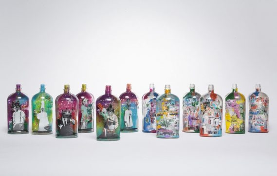 Limited-Edition Bulleit Art in a Bottle Collection - a collaboration between Bulleit, artists Jason Skeldon and Elidea - at Miami Art Week, Available for Purchase Today.