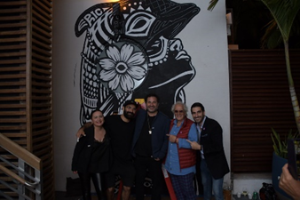 Sinem Kaya, General Manager; Israeli Artist Pilpeled; Marc Lawrence, LLB Group and hotel co-owner; SOBE IS LOVE artist Claudio Ciaravolo; and Valerio Spinaci, Co-Founder, Talking Art. Pictured Left – Ciaravolo and Pilpeled.