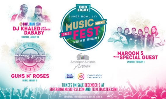 Guns N’ Roses, Maroon 5, DJ Khaled and Friends, DaBaby and more to Perform at Bud Light Super Bowl Music Fest