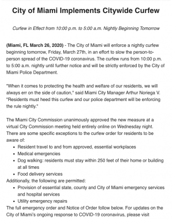 Citywide Curfew - MAR 27