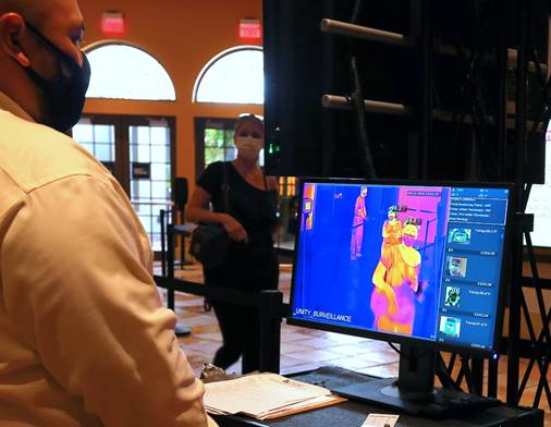 All guests arriving at the recently reopened Seminole Casino Coconut Creek and other Seminole Casinos are subject to temperature checks using thermal imaging technology, which automatically displays a guest’s temperature.  (Courtesy Seminole Casino Coconut Creek)