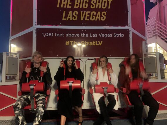 Megan Fox and Machine Gun Kelly take in the thrill rides at The STRAT Hotel, Casino & SkyPod on the Las Vegas Strip