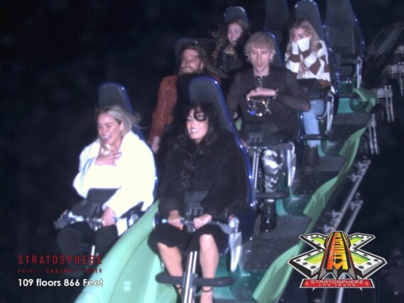 Megan Fox and Machine Gun Kelly take in the thrill rides at The STRAT Hotel, Casino & SkyPod on the Las Vegas Strip