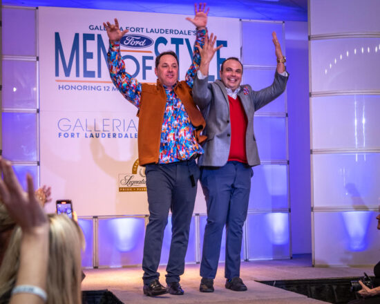 Jared Smith and Alan Goldsmith, representing Children’s Diagnostic and Treatment Center, ruled the runway and virtual vote challenge during the 2020 and 2021 Galleria Fort Lauderdale’s Ford Men of Style presented by Signature Grand.