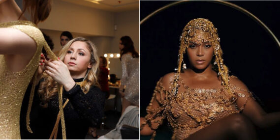 Fashion designer Natalia Fedner, exhibiting her chain metal textile dresses, worn by the likes of Beyonce, Kendall and Kylie Jenner, Charlize Theron and Kristen Stewart