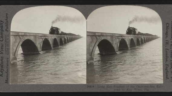 Keystone View Company, Long Key Viaduct of the Over-the-Sea Railroad to Key West, Fla,. stereocard