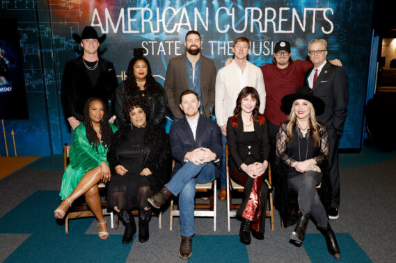 (From left to right) Back row: Parker McCollum, Holly G (Black Opry), Jordan Davis, Ashley Gorley, HARDY  and museum CEO Kyle Young. Front row: Miko Marks, Frankie Staton (Black Country Music Association), Scotty McCreery, Molly Tuttle  and Sunny Sweeney. (Photo by: Jason Kempin/Getty Images for the Country Music Hall of Fame and Museum)
