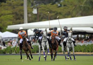 Iconica's Santos Merlos leads the charge down U.S. Polo Assn. Field One in front of a sold out Easter brunch crowd.