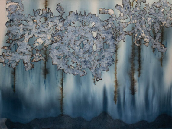 One of Mira Lehr’s last paintings, Orion’s Belt (completed by Lehr in January of this year)