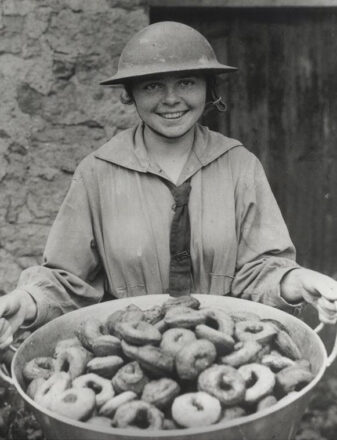 Photo courtesy of The Salvation Army of Broward County   A 1917 “Donut Lassie” from The Salvation Army delivers donuts to U.S. troops on the front lines during World War I.
