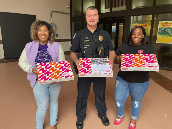 Photo courtesy of The Salvation Army of Broward County   The Salvation Army of Broward County and Dunkin’ will honor local first responders and healthcare workers on National Donut Day, Friday June 2. The Coconut Creek Police Department was one of the stops for The Salvation Army of Broward County’s efforts last year.