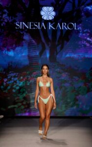 MIAMI BEACH, FLORIDA - JUNE 09: A model walks the runway for the Sinesia Karol Fashion Show during Paraiso Miami Swim Week at The Paraiso Tent on June 09, 2023 in Miami Beach, Florida. (Photo by Frazer Harrison/Getty Images for Sinesia Karol)
