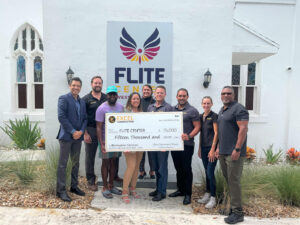 Pictured from l. to r. : Alex Ortiz, FLITE Center Director of Development/Human Trafficking Regional Advocate; Nick Rozwadowski, Excel Construction of Florida Senior Vice President of Corporate Strategy; Darren Wingate, Property Owner; Christine Frederick, FLITE Center CEO; Amanda Kopacz, FLITE Center Clinician; Eric Wolf, Excel Construction of Florida President & CEO; Mickey Swisa, Excel Construction of Florida Vice President of Development & Construction; Christina Harris, Excel Construction of Florida Executive Assistant & Marketing Coordinator; Bobby Crume, FLITE Center Director of Community Outreach/Human Trafficking Regional Advocate FLITE Center West Palm Beach was awarded a $15,000 renovation grant from Excel Construction of Florida.